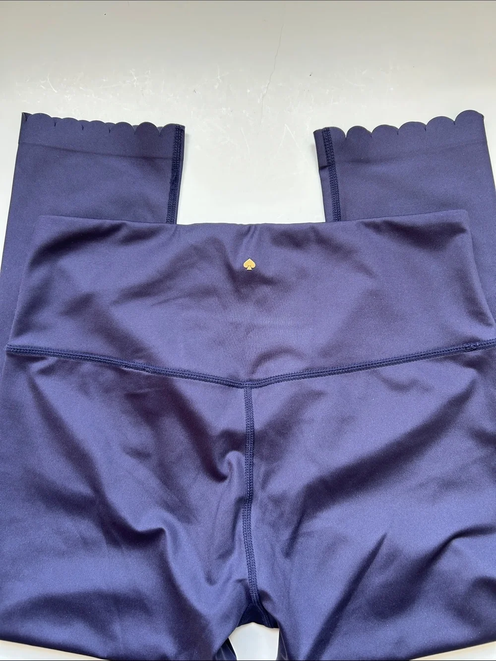kate spade Navy Scalloped-Hem Crop Leggings M